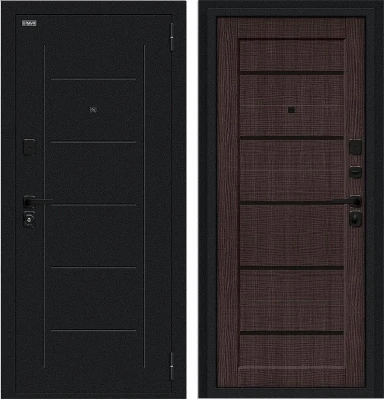 Дверь Браво Борн/SBlack Букле черное/Wenge Melinga